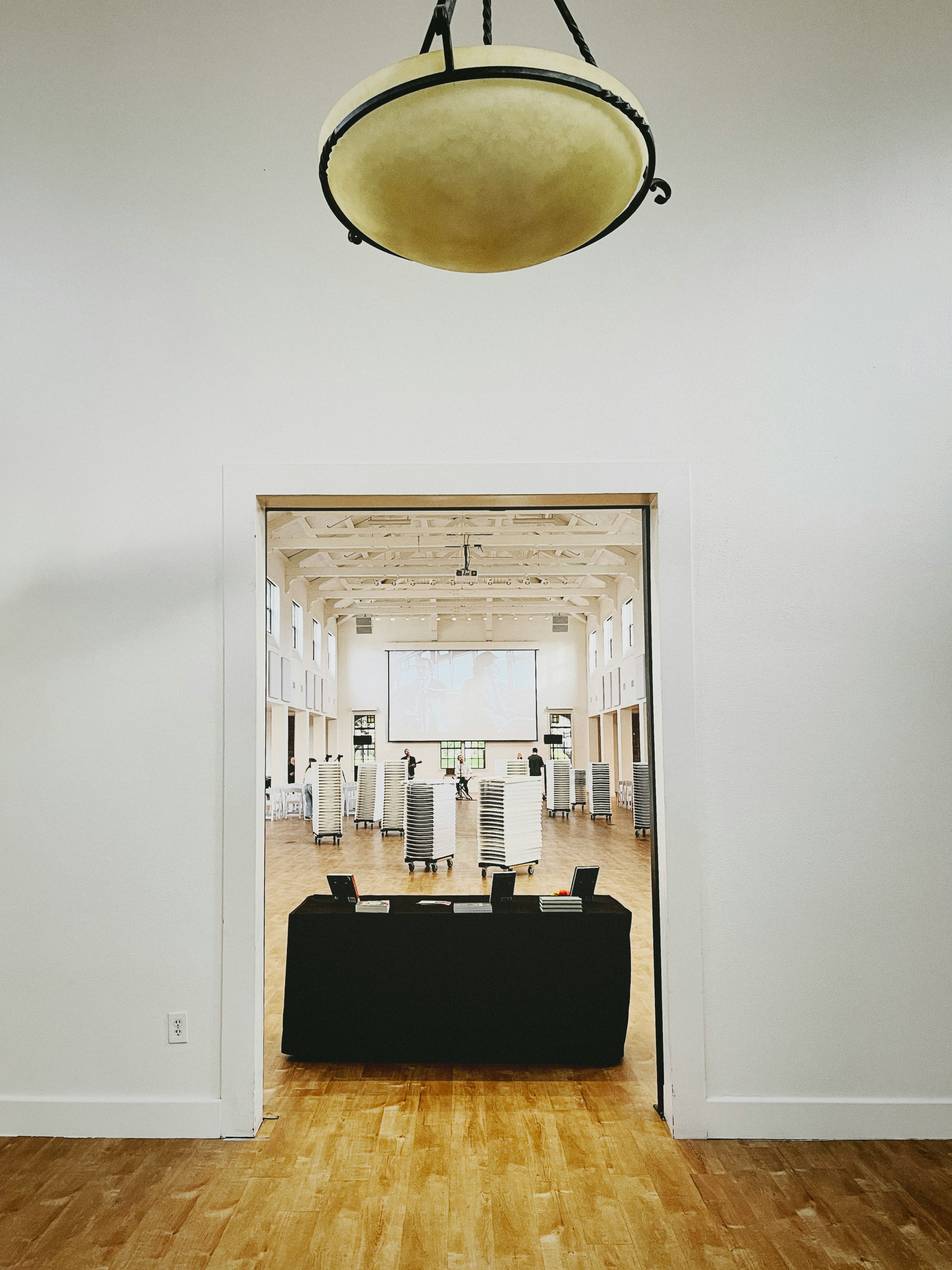 black chairs and table in room